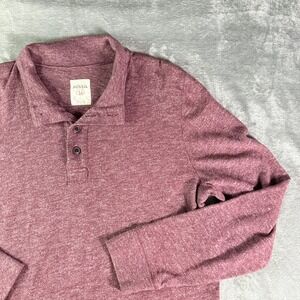 Fossil 54 Long Sleeve Henley Shirt Burgundy Heathered Mens XL